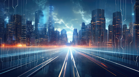 business futuristic data streamの素材