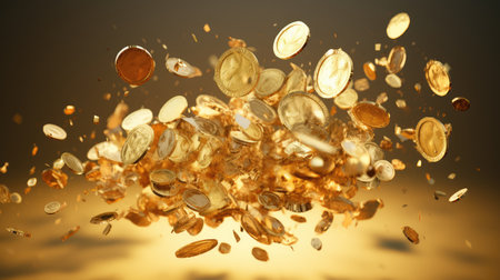 3d gold coin explosionの素材