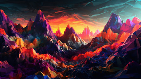 design voxel mountain landscapeの素材