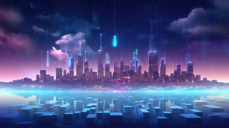 pixel voxel city landscapeの素材
