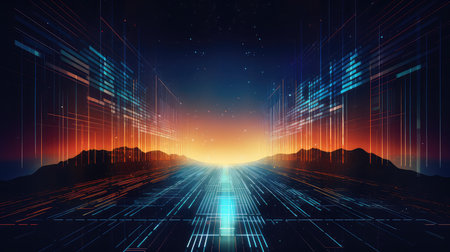 business futuristic data streamの素材