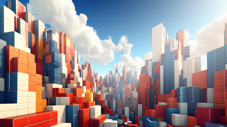 3d voxel city landscapeの素材