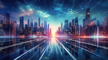 technology futuristic data streamの素材