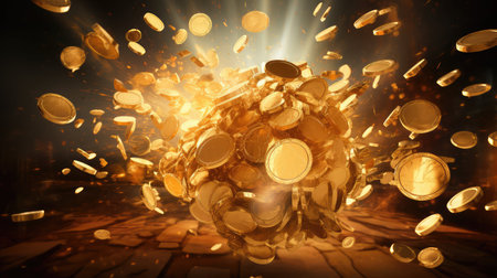 3d gold coin explosionの素材