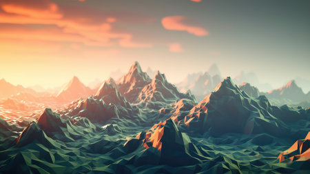 perspective voxel mountain landscapeの素材