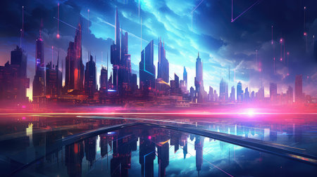 digital futuristic night cityの素材