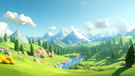 design voxel mountain landscapeの素材