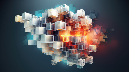 futuristic voxel artificial cubesの素材