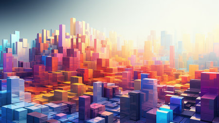 3d voxel city landscapeの素材
