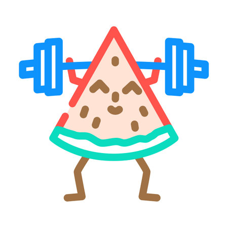 watermelon fruit fitness character color icon vector illustrationのイラスト素材