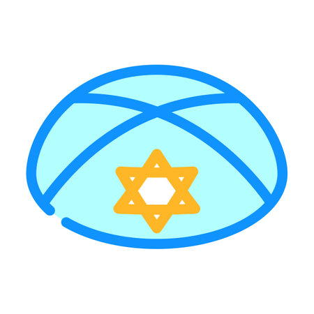 kippah yarmulke jewish color icon vector illustrationのイラスト素材