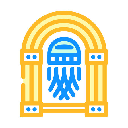 jukebox retro music color icon vector illustrationのイラスト素材