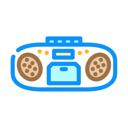 boombox retro music color icon vector illustrationのイラスト素材