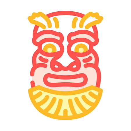 kagura dance mask shintoism color icon vector illustrationのイラスト素材
