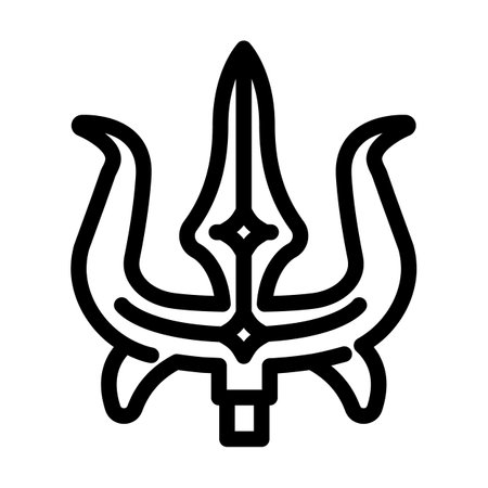 durga trident trishul line icon vector illustrationのイラスト素材