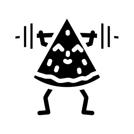 watermelon fruit fitness character glyph icon vector illustrationのイラスト素材