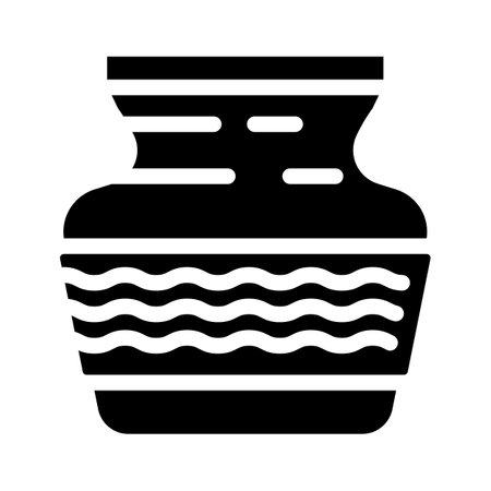 kalash water pot hinduism glyph icon vector illustrationのイラスト素材