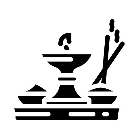 puja thali glyph icon vector illustrationのイラスト素材