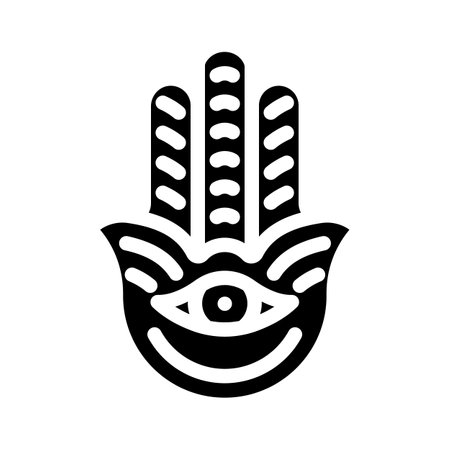 hamsa hand jewish glyph icon vector illustrationのイラスト素材