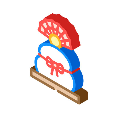 kagami mochi decoration shintoism isometric icon vector illustrationのイラスト素材