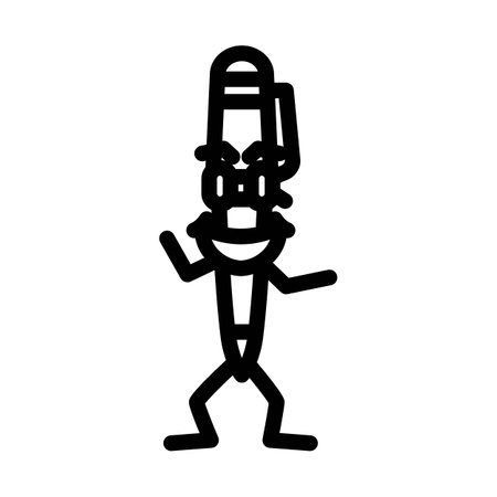 cute pen character line icon vector illustrationのイラスト素材