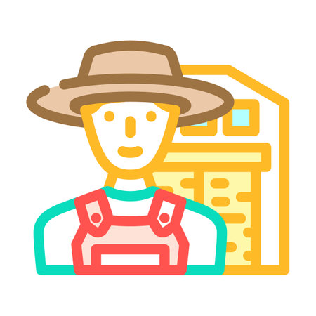 pig farmer animal color icon vector illustrationのイラスト素材