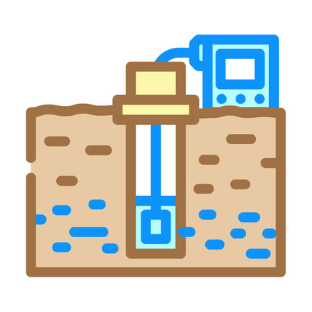 groundwater sampling hydrogeologist color icon vector illustrationのイラスト素材