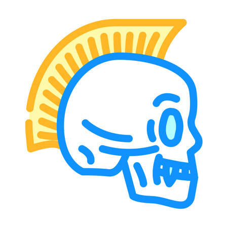 skull art tattoo vintage color icon vector illustrationのイラスト素材