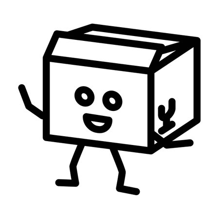 stand cardboard box character line icon vector illustrationのイラスト素材