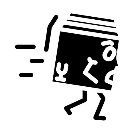 run cardboard box character glyph icon vector illustrationのイラスト素材