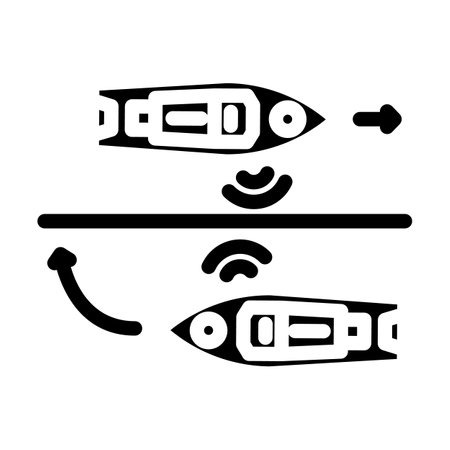 ship collision avoidance systems glyph icon vector illustrationのイラスト素材