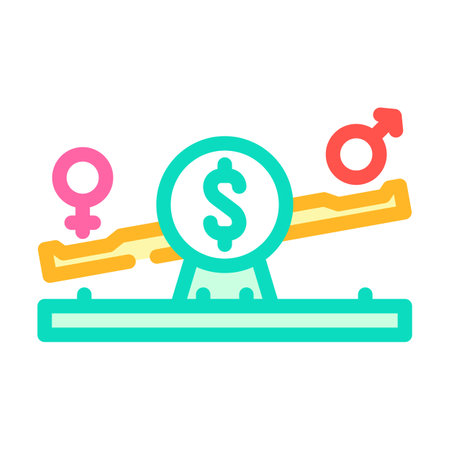 gender wage gap feminism woman color icon vector illustrationのイラスト素材