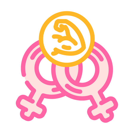 sisterhood support feminism woman color icon vector illustrationのイラスト素材