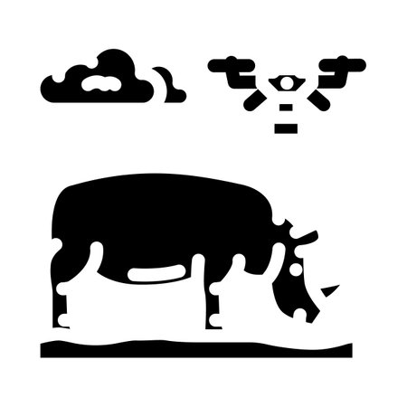 wildlife conservation drone glyph icon vector illustrationのイラスト素材