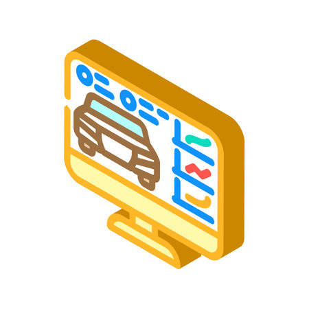 diagnostic computer car mechanic isometric icon vector illustrationのイラスト素材