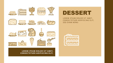 dessert cake food sweet landing header vectorのイラスト素材