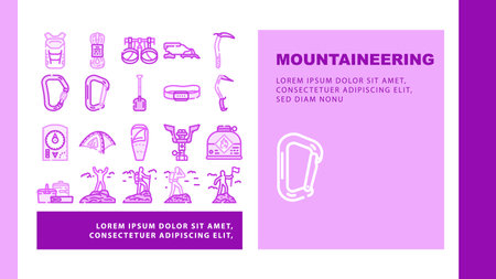 mountaineering tool sport landing header vectorのイラスト素材
