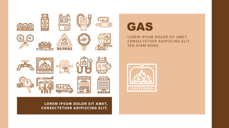 gas energy oil power pipeline landing header vectorのイラスト素材