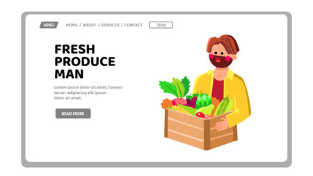 harvest fresh produce man vectorのイラスト素材
