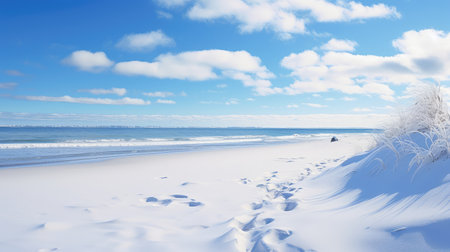 nature sunshine beach snow landscapeの素材