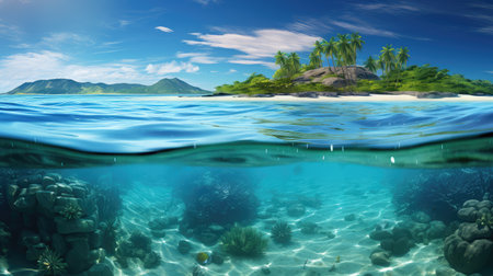 summer nature island ocean landscapeの素材