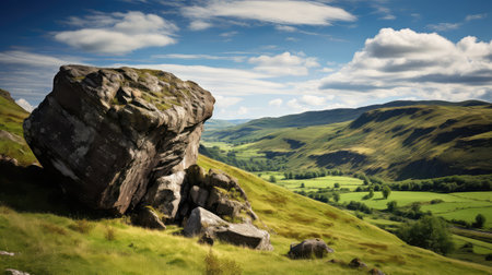 mountain valley rock rural landscapeの素材
