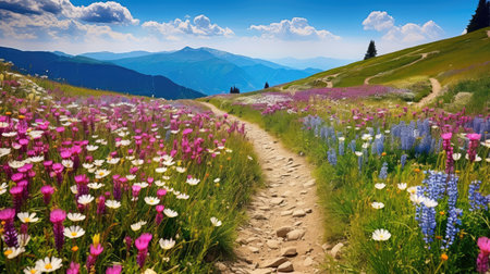 scenery nature road alpine landscapeの素材