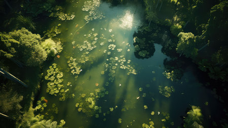 summer sunshine heaven pond landscapeの素材