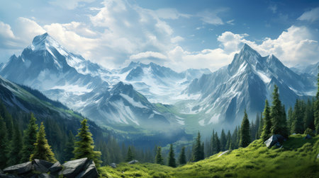 majestic blue view forest landscapeの素材