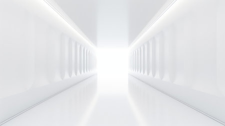 space white wall corridor backgroundの素材