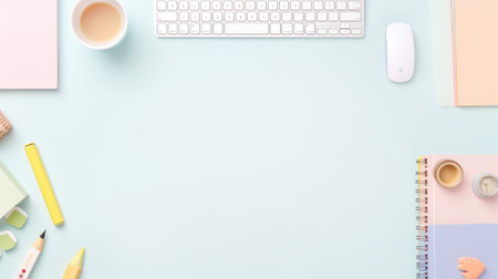 supplies above desk pastel top viewの素材