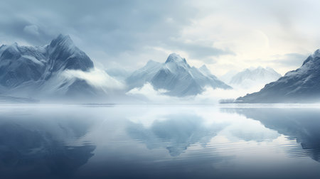 sky mountain beach mist landscapeの素材