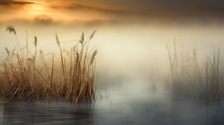 background reflection plant fog landscapeの素材