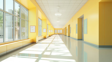 empty bright inside corridor backgroundの素材